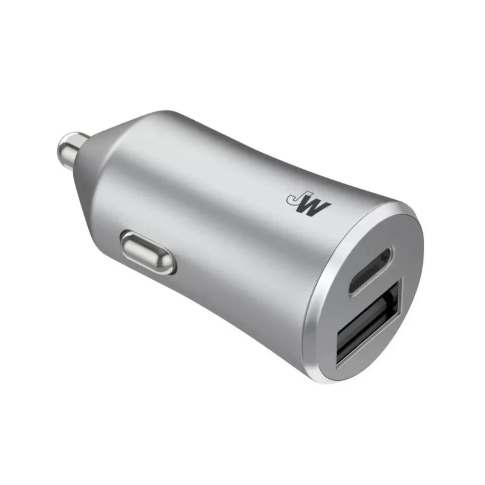 Just Wireless 3.4A Dual Port USB-A and USB-C Car Charger Gray